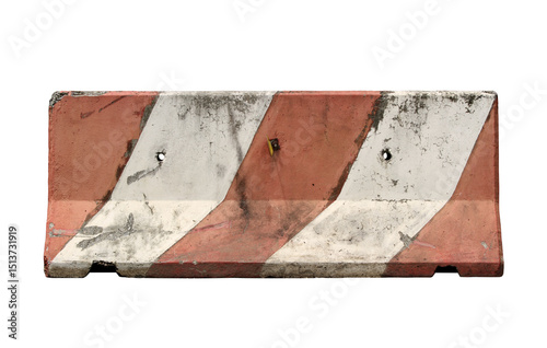 Concrete barrier road fence (with clipping path) isolated on white background