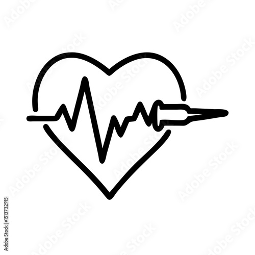 Sharp spike heartbeat line icon on transparent background for web and graphic design
