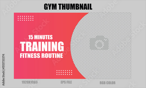 Gym YouTube Thumbnail Template Design | Fitness Workout Video Banner | Editable Thumbnail for Gym Channel
