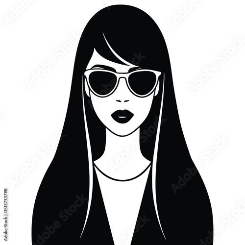 Girl with Long Hair and Sunglasses – A modern, fashionable girl with long straight hair and stylish sunglasses.
