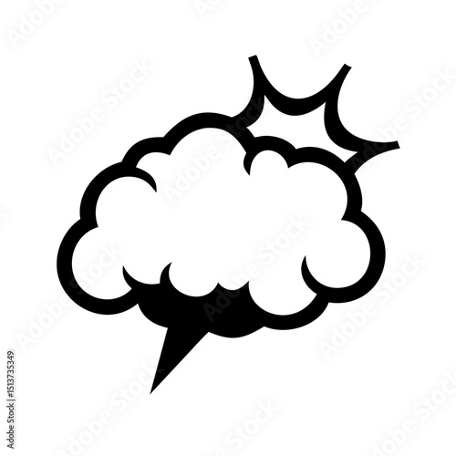 Silhouette cloud puff comic explosion icon on transparent background for web and graphic design