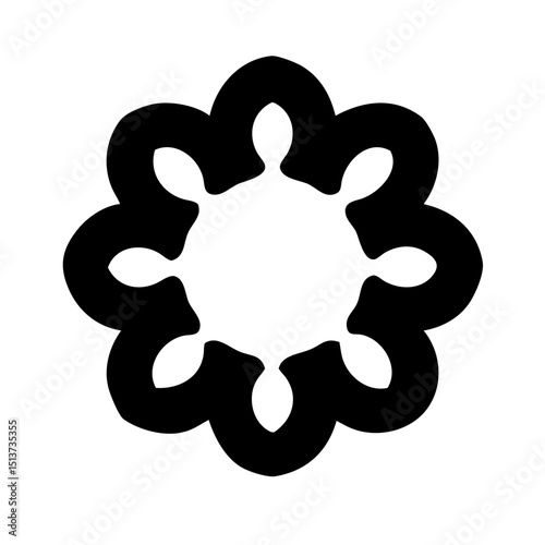 Silhouette clustered petals forming a ring icon on transparent background for web and graphic design