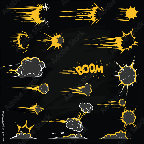Dynamic Comic Book Explosion and Speed Effects  A Collection of Motion Graphic Elements