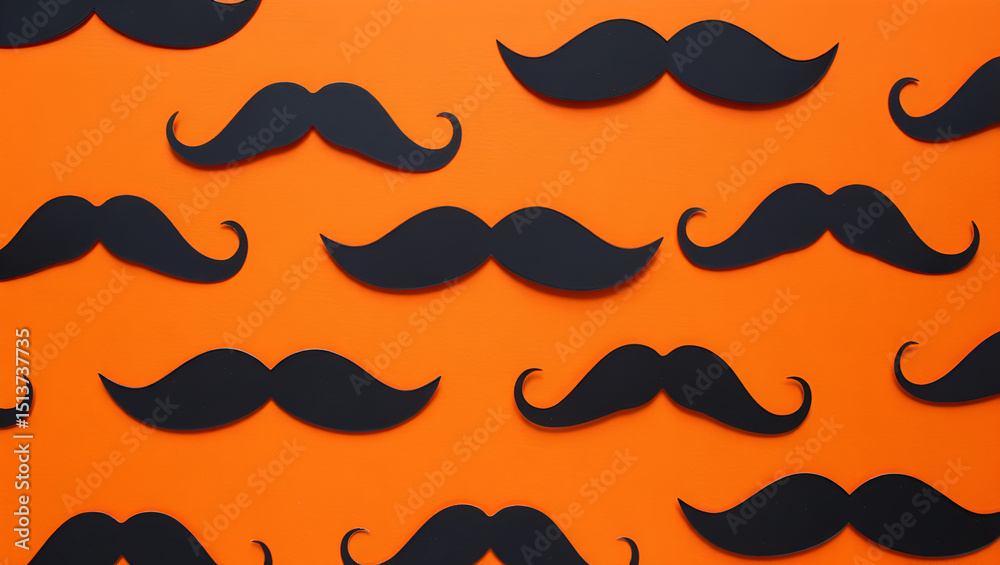 mustache set vector on orange background mustache set vector on orange background