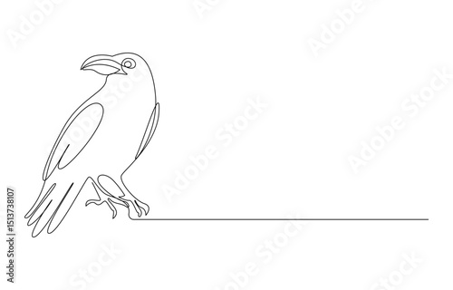 crow continuous line drawing