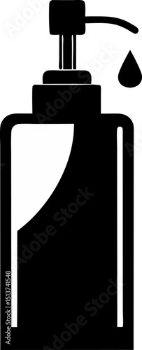 Cleansing Oil Bottle Silhouette Vector Illustration