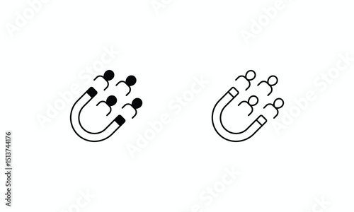 Client Attraction icons set Line and Glyph black vector icon stock illustration