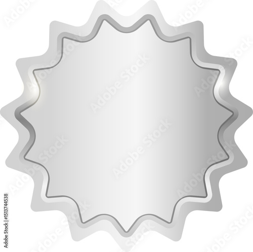 Silver star seal sign on transparent background
