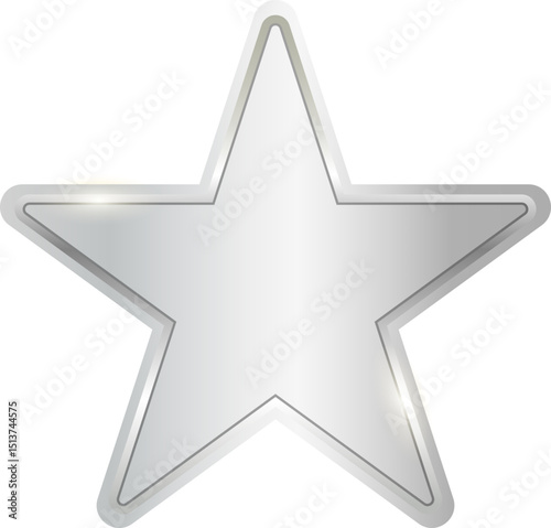 Silver star seal sign on transparent background