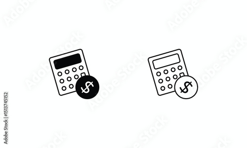 Accounts icons set Line and Glyph black vector icon stock illustration