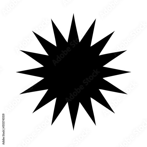 Silhouette spiked burst with central hole icon on transparent background for web and graphic design