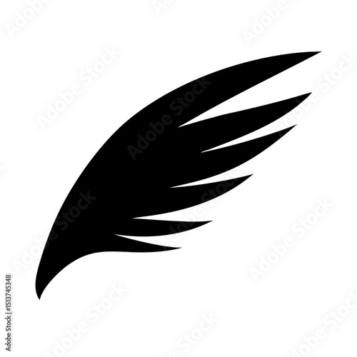 Silhouette streamlined avian wing icon on transparent background for web and graphic design