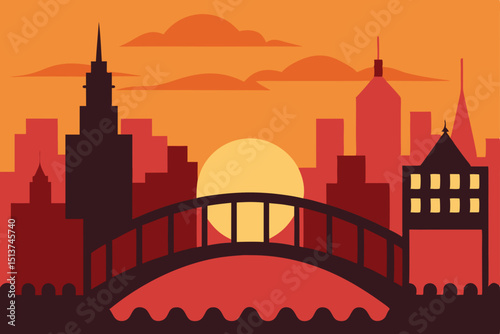 The sun sets over the water casting a warm golden glow on the iconic bridges that connect the different parts of this charming canal town.