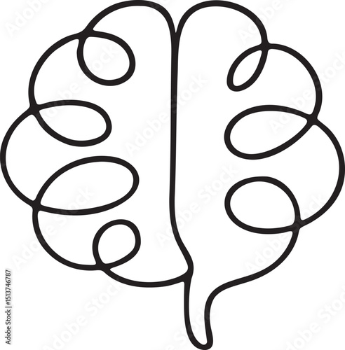 Minimalist Brain Illustration Continuous Line Drawing for Creativity Intelligence and Mental Health Concepts