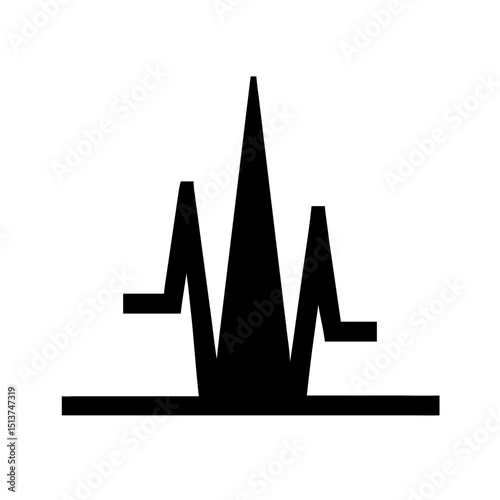 Silhouette tall spike heartbeat graph icon on transparent background for web and graphic design