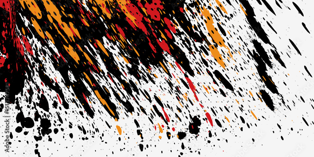 Sublimation jersey design vector grunge brush splash background, techno sporty elements wallpaper, black white yellow pink color combination, sportswear shirt