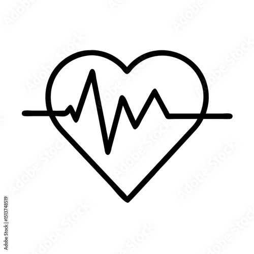Thicker central spike heartbeat icon on transparent background for web and graphic design