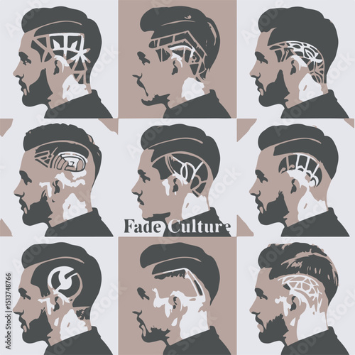 Modern hairstyles collection depicting various haircut designs on men showcasing contemporary fade culture and barber styling