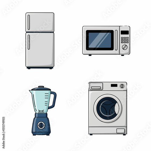 Kitchen and Home Appliance Icons with Simple Designs