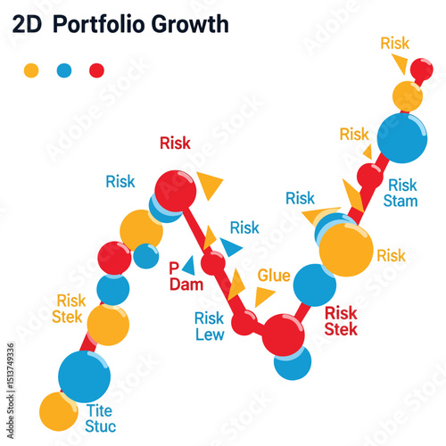 A 2D infographic of a portfolio growth chart for annual reports or fintech app dashboards