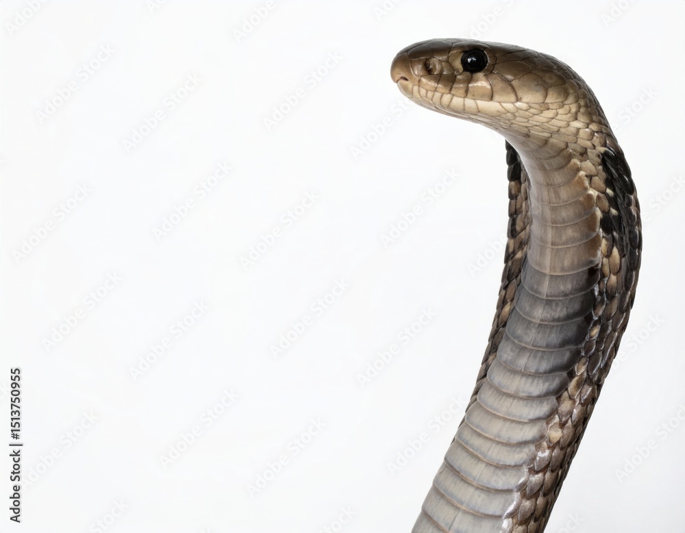 Naklejka premium King cobra over white background, no shadows
