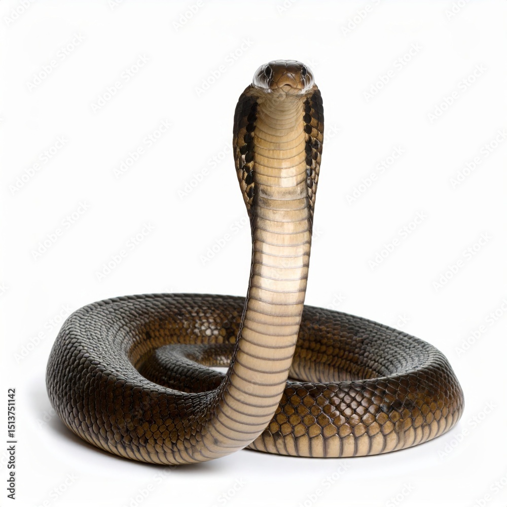 Naklejka premium King cobra over white background, no shadows