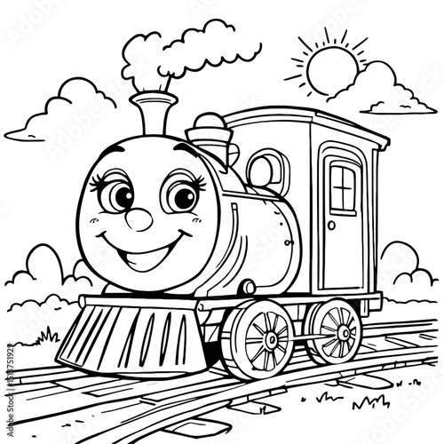 A Cute Steam Train Coloring Page for Kids An Educational Line Art Project