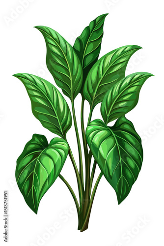 Lush Green Leaves: A vibrant depiction of lush green leaves and stems, presenting a captivating portrayal of natural elegance.