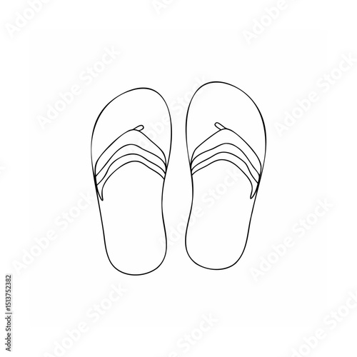 Simple black and white illustration of two flip flops on a clean white background
