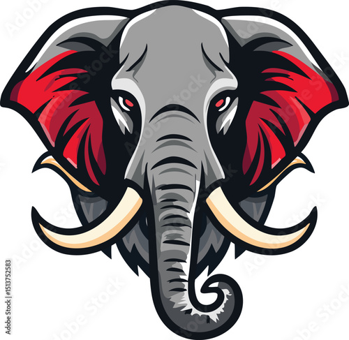 Bold Elephant Mascot Head