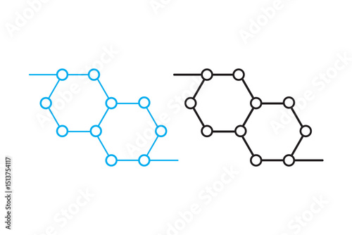 Molecule vector icon set in black and blue colors.