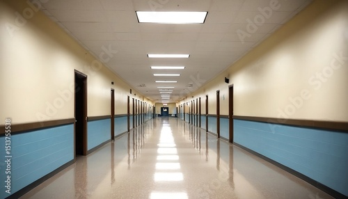  School hallway High School hallway corridor in College or university empty hall , created with generative ai