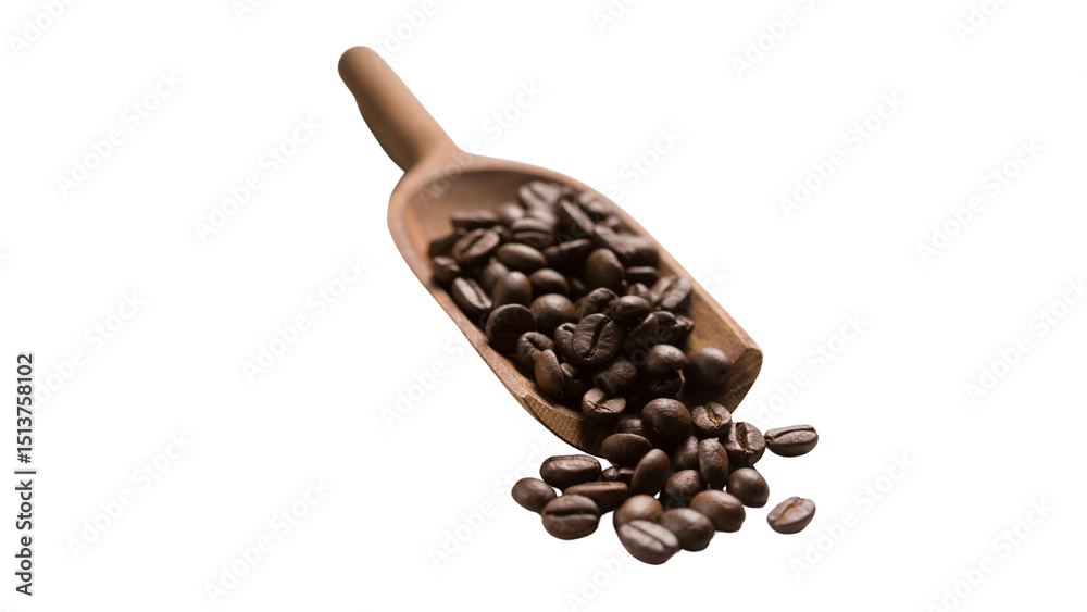 Fototapeta premium scoop of coffee beans coffee beans in scoop isolated