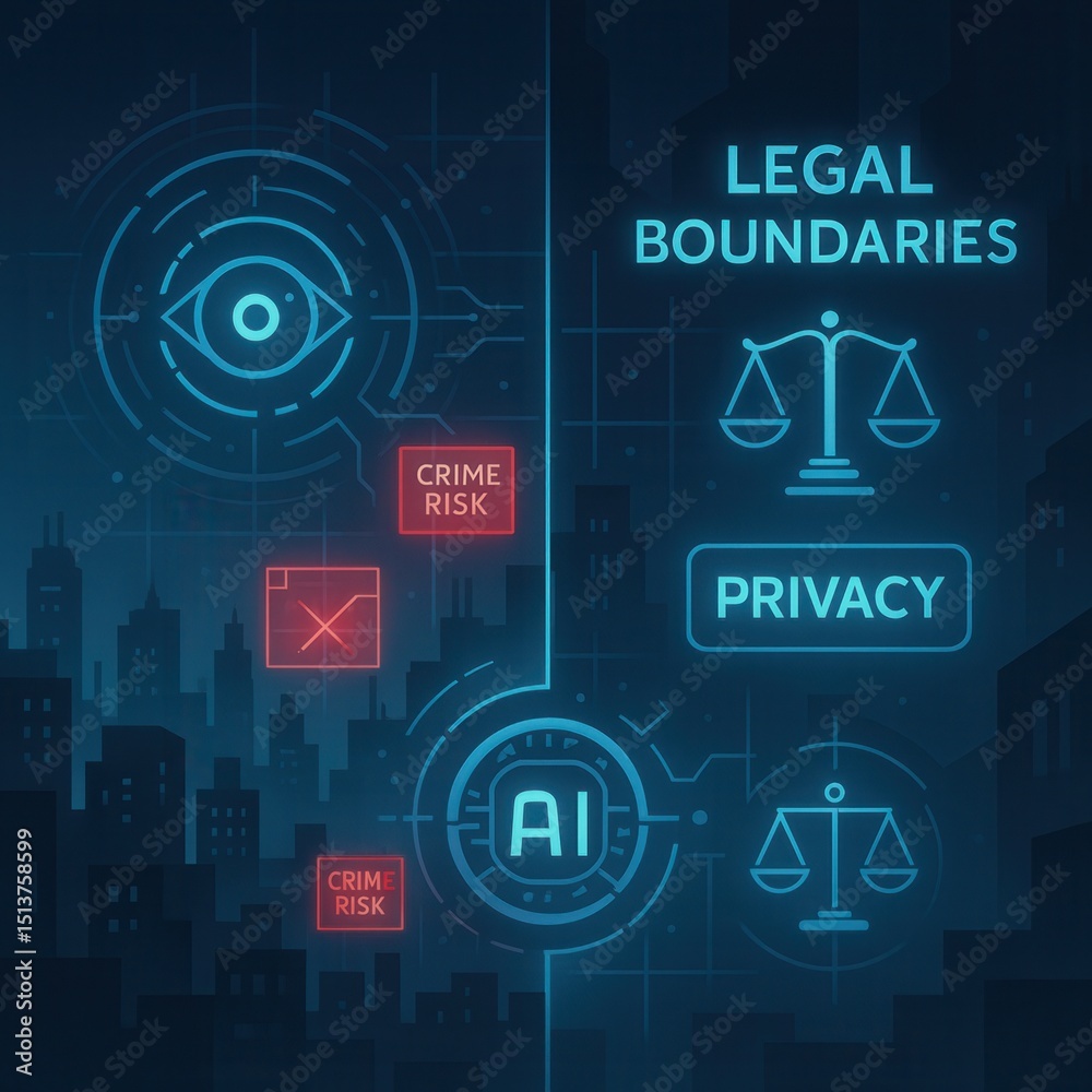Fototapeta premium Predictive AI Policing and Legal Boundaries