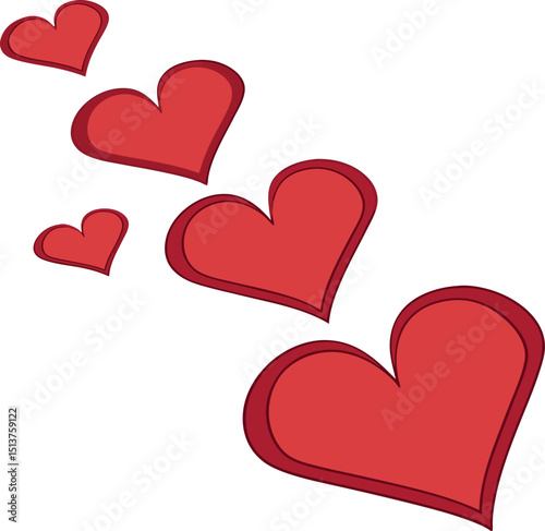 Red hearts falling love romantic valentine's day design