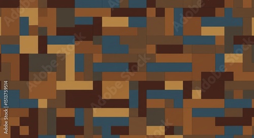 Abstract pixelated pattern of earthy tones and blues
