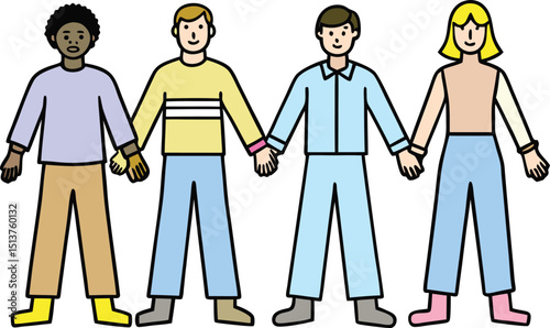 Diverse group of friends holding hands together unity friendship