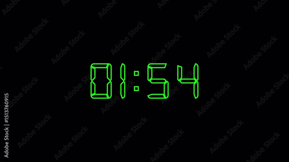 Two minute countdown animation with alpha channel, Two minutes countdown timer on a transparent background, 2 minute countdown video