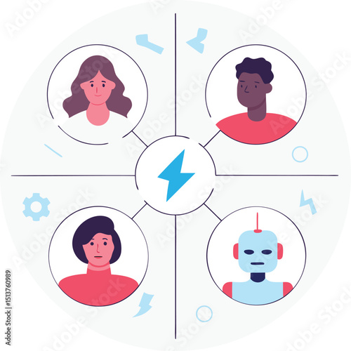 Diverse team collaboration network powered by ai technology