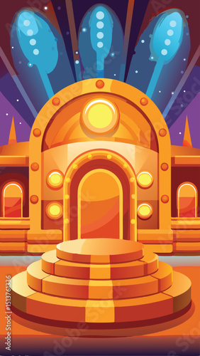 Abstract stage with bright lights and a vibrant gradient for presentation or awards