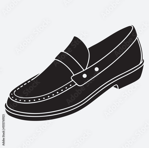 black loafer silhouette vector art illustration, vector illustration of a shoe