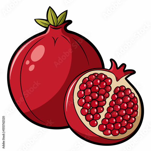 pomegranate and half carton illustration
