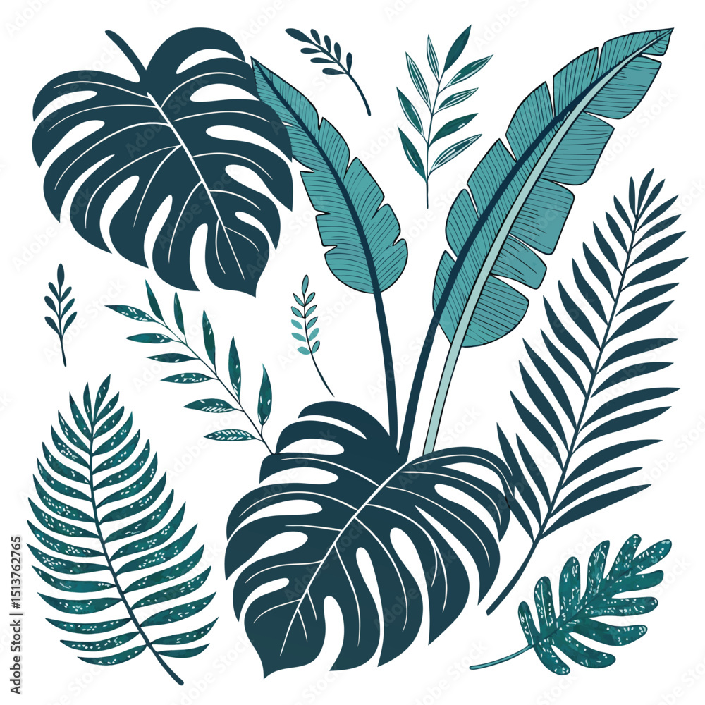 Obraz premium Collection of Tropical Leaves and Foliage Illustrations