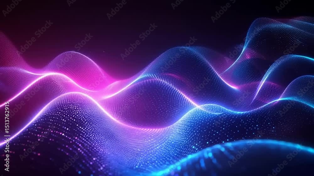 Abstract digital waves in vibrant neon colors create a mesmerizing visual experience with depth Abstract digital waves in vibrant neon colors create a mesmerizing visual experience with depth