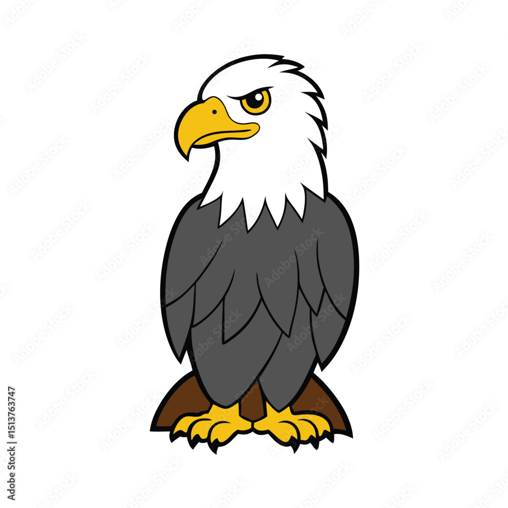 Fototapeta premium A majestic bald eagle perched with sharp talons out, illustration