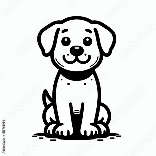 Cute puppy with collar illustration