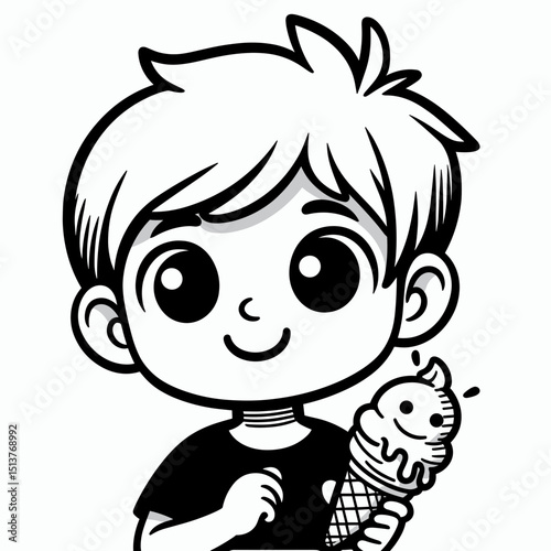 Smiling boy holding ice cream