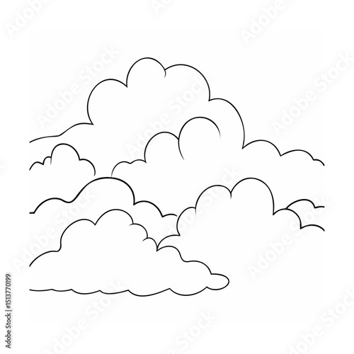 Simple black and white cloud outline illustration suitable for weather and sky related designs
