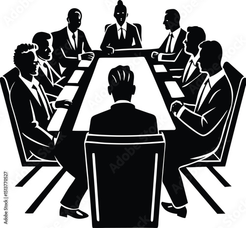 Businesspeople seated around a conference table in a meeting