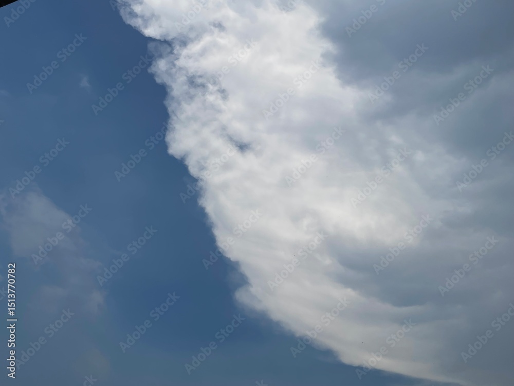 Fototapeta premium Beautiful round clouds after the rain, under a gloomy sky, big, Soft, round clouds floating in the moody sky 